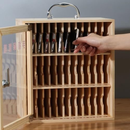 Wooden Slots Cell Phone Storage Box Cell Phone Storage Cabinet with Handle Classroom Pocket Chart with Security Lock Desktop Cell Phone Storage Box for Classroom Office