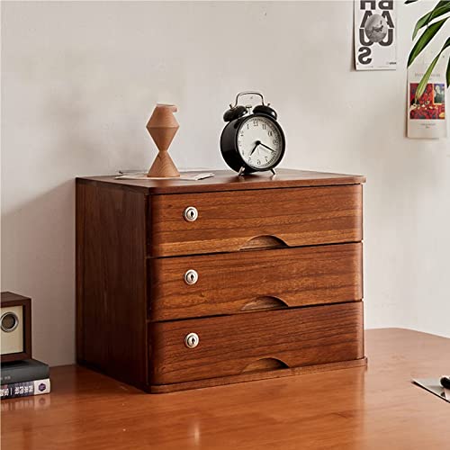 LLJMA Desktop File Cabinet - Solid Wood Storage Box, with Lock Flat File Cabinet Storage, Desktop Drawer Cabinet, Wooden File Cabinet(D,1 Drawer)