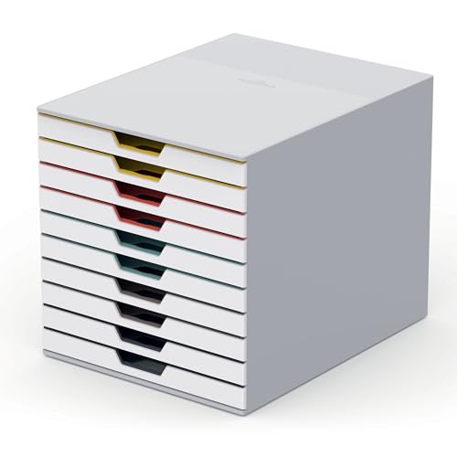 Durable, Varicolor Drawer Organizer, 10 Color Coded Drawers, White