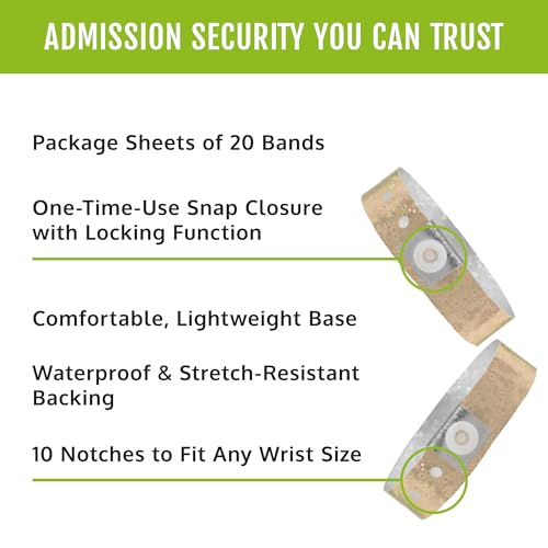 500 WristCo Premium Holographic Gold VIP Plastic Secure Snap Wristbands