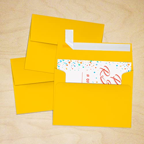LUXPaper A2 Invitation Envelopes | Peel & Press | 4 3/8" x 5 3/4" | Sunflower Yellow | 80lb. Text | 1,000 Qty