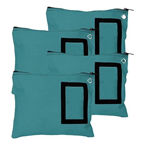 BankSupplies Canvas Zipper Bags | 12W x 9H | Set of 4 | Large Storage Bags | Grommet for Zip Tie & Padlock | 5W x 3H Framed Cardholder | Zipper Closure | Bank Bags