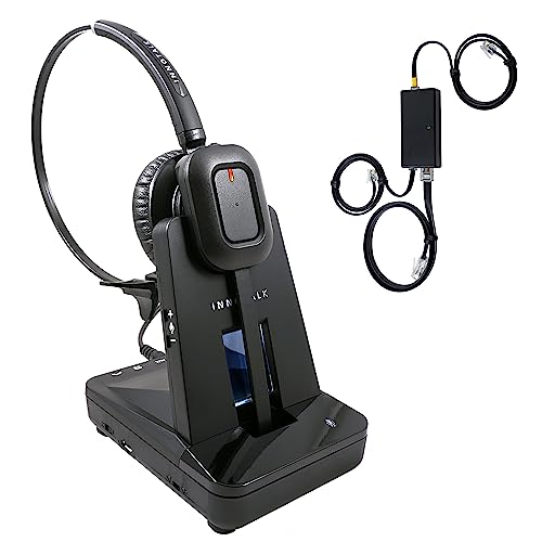 INNOTALK Grandsteam Phone Wireless Headset, 12-Hour Talk 300 ft Mobility - Includes Remote Answering Device for Grandstream GXP2124, GXP2130, GXP2140, GXP2160, GXP2170, GXP2200 Desk Phone