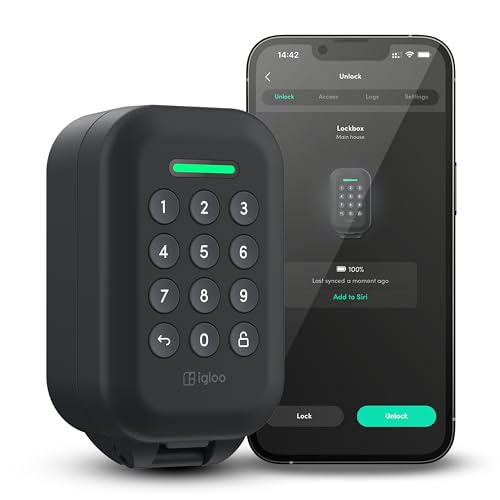 igloohome Waterproof Smart Lockbox with Offline PIN Codes & Bluetooth App Control (iOS & Android). For Airbnb, Realtors, and Contractors.