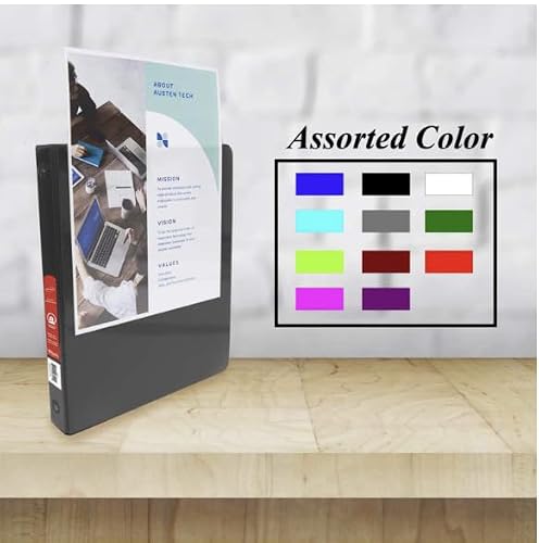24 Pack, 3 Ring Binder 1/2" Economy View Binders Black, Hold 100 Sheets
