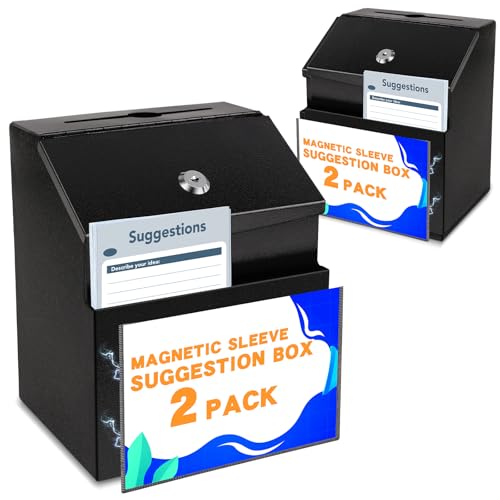 LINSIRON Suggestion Boxes with Magnetic Sign Holder, 2 Pack Donation Boxes
