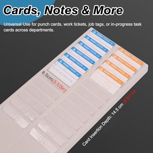 RENLXFI Time Card Rack 24/25/50 Slot Wall Mountable Card Holder, Easy Install Plastic Categoryh Card Organizer for Warehouse Factory Workshop with Number Labels(Gray,25-Pocket Slots)