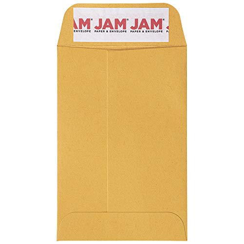 JAM PAPER #4 Coin Business Commercial Envelopes with Peel and Seal Closure - 3 x 4 1/2 - Brown Kraft Manila - Bulk 500/Carton