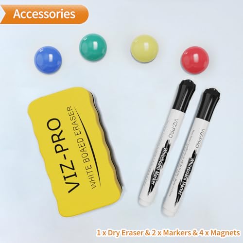 VIZ-PRO Magnetic Whiteboard, 36 x 24 Inches, Dry Erase Board for Wall