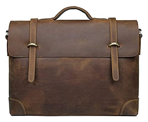 Briefcase Vintage Messenger Tote, 14 Inch Laptop Bag Business Office Briefcase 1 Shoulder Messenger Satchel