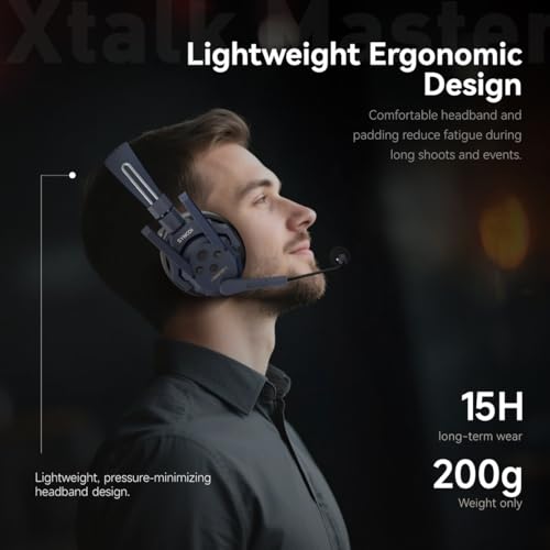 SYNCO Xtalk Master Wireless Intercom Headset System Communication Headsets, 500m Range 1640ft 2.4GHz ENC Noise Cancellation USB-C UAC Connectivity 15H Battery (XM1/1 PCS)