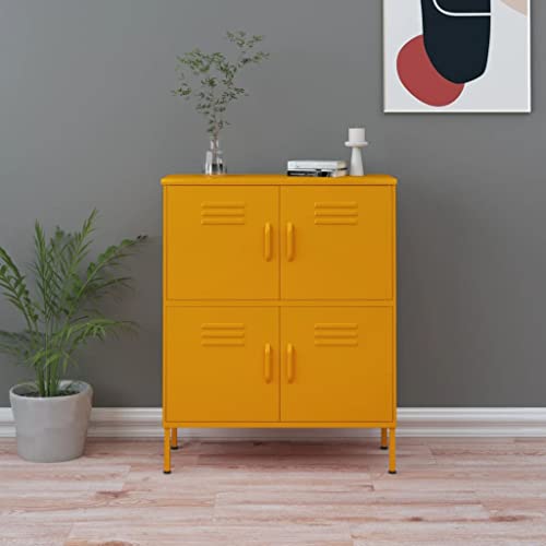 ZQQLVOO 【Priority Shipping】 Metal Lockers, Storage Boxes, Shoes and Composite Steel Lockers with Card Slots for Office, Home, Bank, School, Gym Storage Cabinet Mustard Yellow 31.5"x13.8"x40" Steel