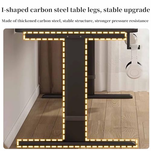 FORRTY Standing Desk Adjustable Desk Computer Table Office Desk Writing Desk Metal And Wood Modern Study Desk Height 65-100cm (25.6-39.4in) 3-color Desktop And Upgraded Cable Hole Design(White+White,1