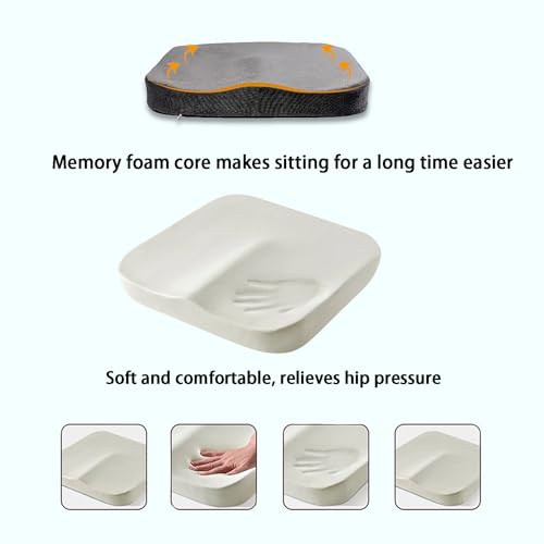 VITIWEDTY Memory Foam Seat Cushion, Non-Slip Orthopedic Tailbone Cushion for Back & Sciatica Pain Relief, Thicken Desk Chair Pillow for All-Weather Support at Home and Work (Green 1pcs)