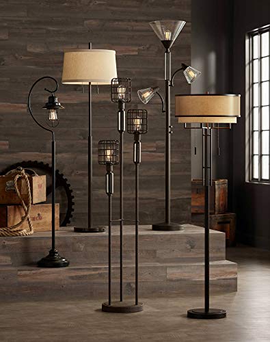 Alamo 62" Tall Bronze Double Shade Floor Lamp Living Room