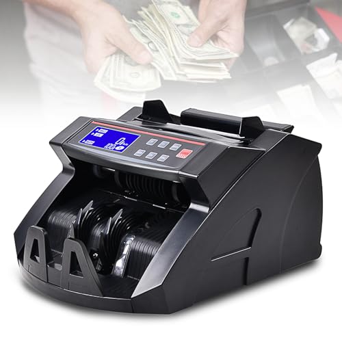 Multi Currency LED Counterfeit Detector, Foreign Banknote Counting Machine, UV/Mg Double Detection for Cash, 900 PCS/Min, Easy to Use,Black-LED