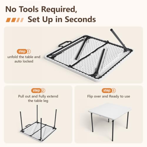 36 Inch Folding Table and Chairs Set for 4,Portable 5-Piece Card Table Set with Carrying Handle,Heavy Duty Square Foldable Table&4 PU Padded Folding Chairs for Dining,Game Night,Camping,Indoor Outdoor