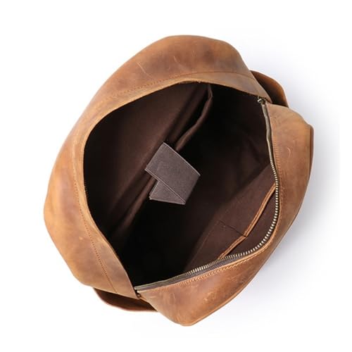 ROROR Leather Mens Travel Backpack Vintage Leather Backpack Cowhide Large Capacity Computer Backpack For Men(Brown)