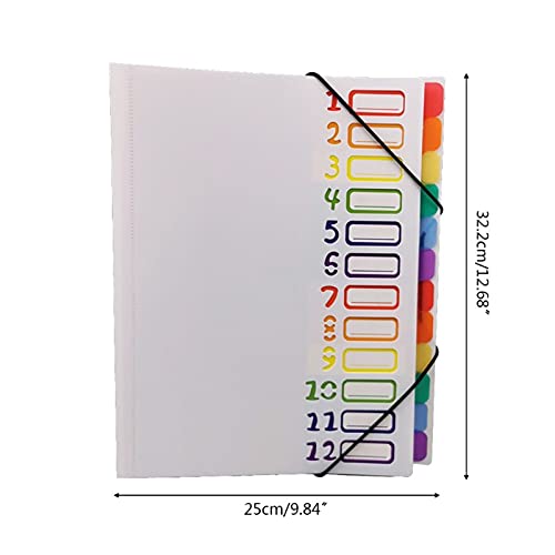 Filing Envelopes 12 in Multi-Page Classification Folder Holder Storage Bag A4 File Sorter Helper Plastic Folders (Color : BK)