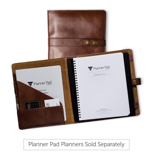 Planner Pad Spiral Bound Personal Size Cover, Fits 6 ¾” x 8 ½” Size Planner Pad Planner Only, Natural Cowhide Leather, Brown