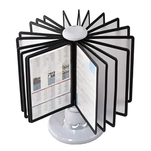 UMJIGF Rotatable Desk Reference Organizer, 20 Double-Sided Panels, 40 Sheet Capacity, Catalog Display Rack, for Office/Home Display and Storage A4 Documents, Space Saving,Gray-20 pages
