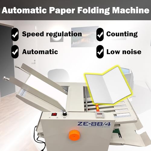 HQHAOTWU Paper Folding Machine Digital Paper Folder with Electronic Counter Automatic Electric Document Folder Speed Adjustable Desktop Origami Machine with 4 Folding Trays 262ft/min 110V