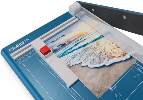 Dahle 533 Professional Guillotine Trimmer, 13" Cut Length, 15 Sheet Capacity, Self-Sharpening, Manual Clamp, German Engineered Paper Cutter