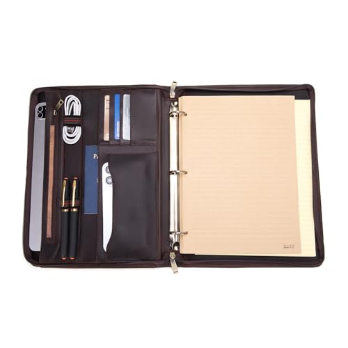 Geslun Personalized 3 Ring Leather Portfolio for 8.5 x 11" Legal Pad