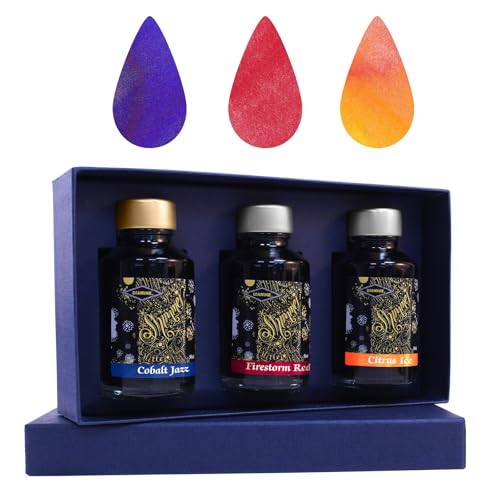 Diamine Christmas Colletion Ink Bottles 50ml with Sparkly Shimmer/Glitter Ink - Perfect Gift for Colleagues, Family & Friends Stationery Lovers! (Primary Collection)