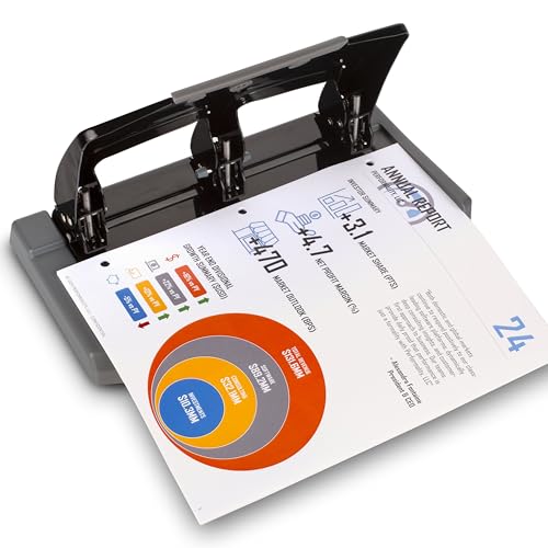 Swingline 3 Hole Punch, 45 Sheet Capacity Three Hole Puncher 3 Ring, Paper Punch, SmartTouch Low Effort, Black & Silver (74136)