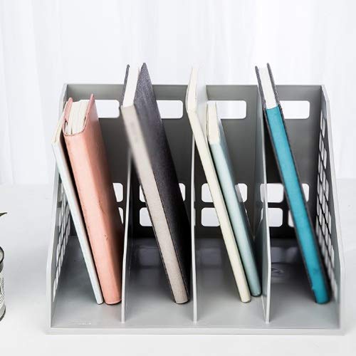 ONMYJFD 4 Sections Desktop File Rack Paper Book Hold Office Document Tray Organizer Box, Light Gray