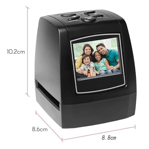 Digital Film Slide Scanner, Film Slide Scanner with 2.36 HD Screen, Convert 35mm, 110mm Films Slides to Digital JPEG, Adjustabel Screen Brightness and Compatible with Multiple Systems, for Travel