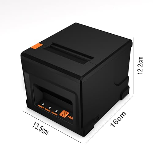 POS Thermal Printer, 80mm Thermal Receipt Printer with Auto Cutter, Sound and Light Alarm, USB+Network Interface, 220mm/s High Speed Printing, for Retail Catering Industrial Business
