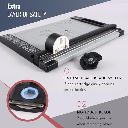 CARL Professional Rotary Paper Cutter with Clear Window – 12" Trimmer with Metal Base, Magnetic Guide, Calibrated Extension – Precise Paper, Label, Photo & Craft Cutting Tool