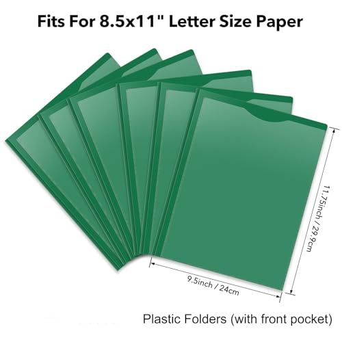 BAOFALI 24 Pack A4 Pocket Plastic Folder 2 Pockets and 3 Prongs 2 Card Slots, Durable, Tear-Resistant Heavy Duty Pocket Folders with Prongs, Colored Prong Folders for Schoolwork & Officer