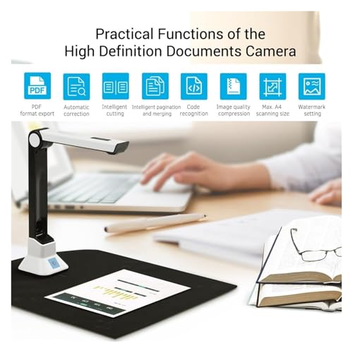 Document Camera, HD Document Scanner, Book Portable Camera A4 Paper, Improve Efficiency for Live Demo, Distance