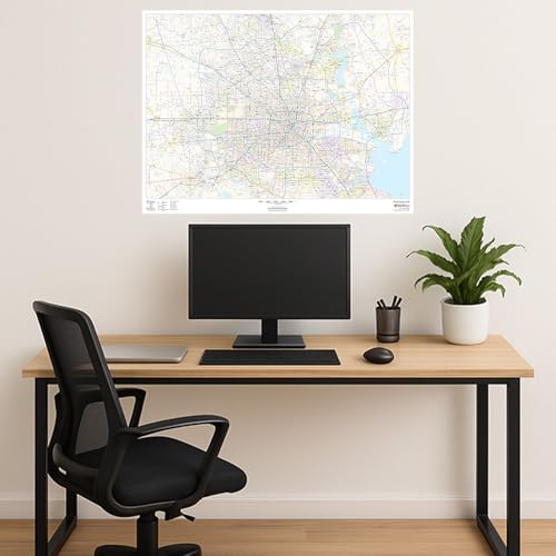 Harris County, Texas - 48" x 36" Laminated Wall Map