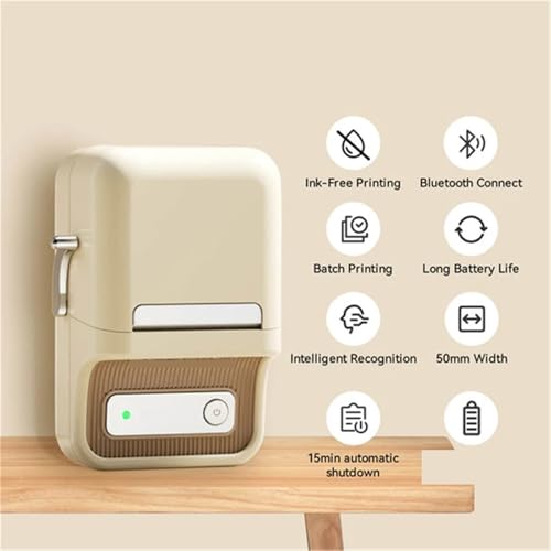 TECJHJZ Label Printer, Portable Thermal Printer Wireless Sticker Printer with Self-Adhesive Labels for Barcodes, Clothing, Jewelry(White)