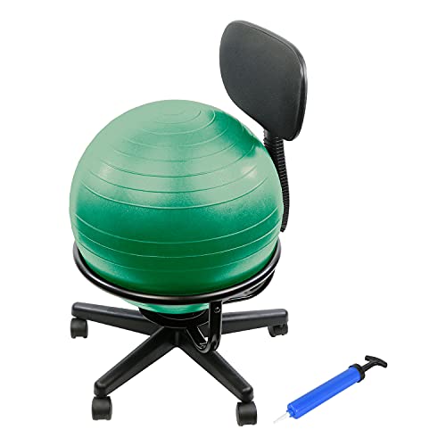 CanDo Metal Ball Chair - Inflatable Ergonomic Active Seating Exercise Ball Chair With Air Pump for Home, Office, and Classroom