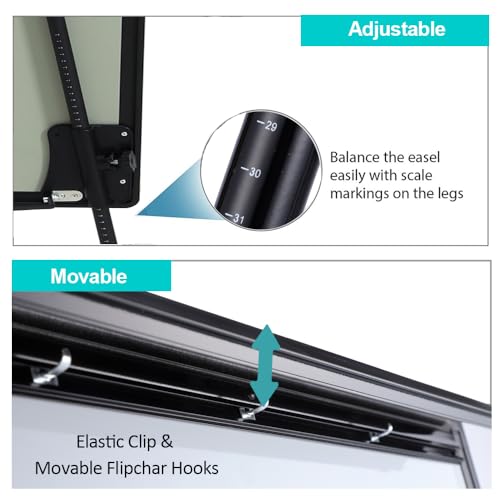 Magnetic Whiteboard Easel Dry Erase Board with Tripod Stand, 36"x24", Black