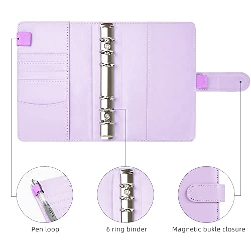 A6 Binder Budget PU Leather PlannerPockets Expense Sheets Notebook Cash Envelope Organizer System with Clear Zipper (Color : 4, Size : As Shown) (2 As Shown)