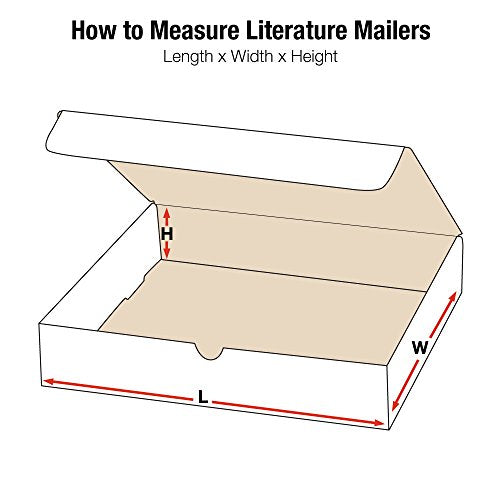 BOX USA White Literature Mailing Boxes, 19" x 12" x 2 1/2", Pack of 50, Crush-Proof, For Shipping, Mailing and Storing