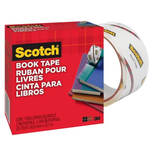 Scotch Book Tape, 2 in x 540 in Rolls, 24-Pack