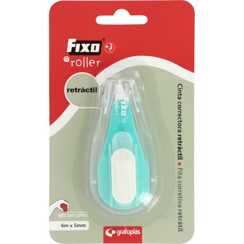 Fixo Roller - 12 Pack Retractable Left Handed Correction Tape Front Application 6m x 5mm Allows Instant Writing, Perfect School and Office Supplies for Correcting Paper Errors