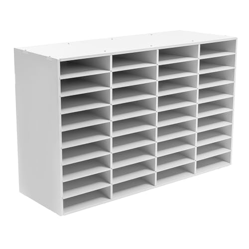 VPABES Classroom Mailbox 36 Slots, Thickened PVC Literature Organizer Construction Paper Storage Organizer, Mail Sorter with Slots, Teacher Office Mailboxes with Removable Shelf (White)