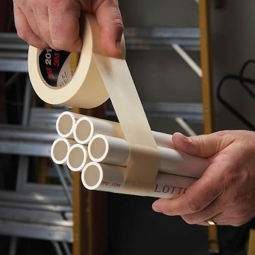 3M Masking Tape, 18 mm W x 55 m L, 4.4 mil Thick, Tan, Rubber Adhesive, 48 PK 201+ - 1 Each