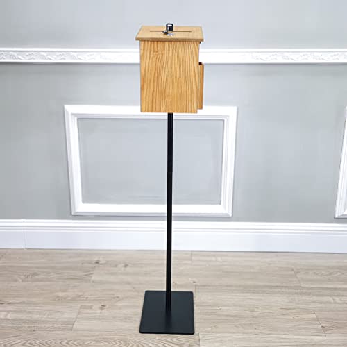 FixtureDisplays® MDF Metal Donation Box Floor Stand Lobby Foyer Tithes & Offering Suggestion Collection Ballot Box 11065+12151