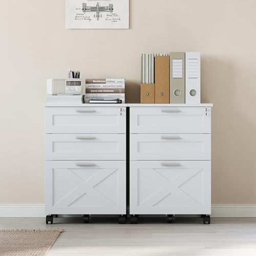 Garvee 3-Drawer Mobile File Cabinet with Lock, Under Desk Storage Drawer