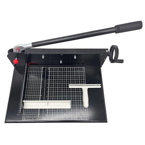 LGXEnzhuo 12.2" Steel Paper Cutter, Manual Desktop Stack Paper Trimmer Guillotine, with Scale and Security Lock, 1.57" Cutting Thick, for Home Office
