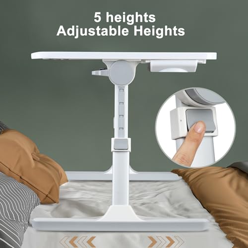 cdar Laptop Bed Tray Table, Height Angle Adjustable Laptop Bed Stand Lap Desk with Foldable Legs, Foldable Lap Tablet Table for Sofa Couch White